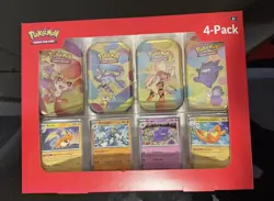 Pokemon TCG 151 Mini Tins 4 Pack + 4 Promos SEALED Sams Club Exclusive NEW - Image 1