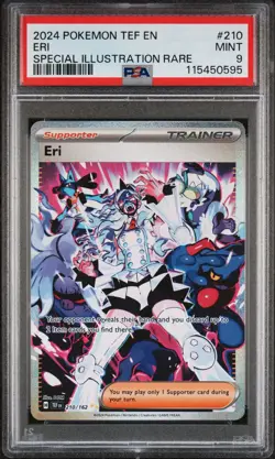 2024 POKEMON TEF EN-TEMPORAL FORCES SPECIAL ILLUSTRATION RARE #210 ERI PSA 9 - Image 1