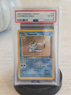 PSA 6 - 1999 Pokemon - Vaporeon 12/64 Jungle Holo - Image 1