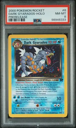 Dark Gyarados - PSA 8 Holo SWIRL Prerelease Promo - 8/82 Team Rocket Pokemon 333 - Image 1