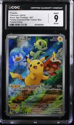 Pikachu #027 Pokemon 2023 Paldea Evolved ETB Promos CGC 9 Partial Crimp Error - Image 1