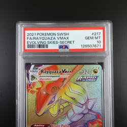 PSA 10 Rayquaza Vmax 217/203 Pokemon Evolving Skies Rainbow Rare Graded Card - Image 2