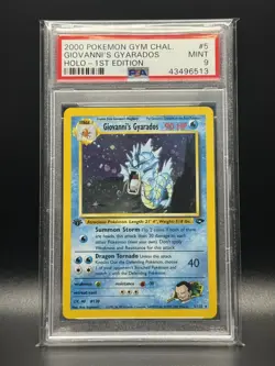 PSA 9 MINT Giovanni's Gyarados 5 Gym Challenge 1st Edition Holo Pokemon Card - Image 1