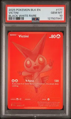2025 POKEMON BLK EN-BLACK BOLT BLACK WHITE RARE #171 VICTINI PSA 10 - Image 1