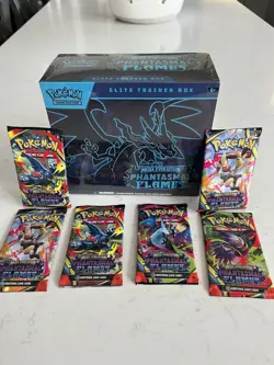 Pokemon Lot Phantasmal Flames Elite Trainer Box ETB + 6 Sealed Booster Packs - Image 1