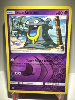 Pokemon TCG Alolan Grimer Sun & Moon 57/149 Reverse Holo Common Not Mint - Image 1