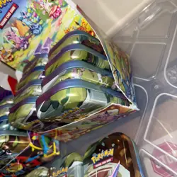 Prismatic Evolutions Mini Tin Display Box + 20 EMPTY Tins (Art Cards and coins) - Image 2