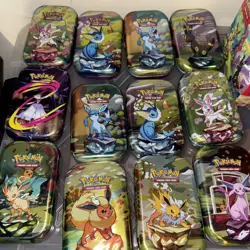Prismatic Evolutions Mini Tin Display Box + 20 EMPTY Tins (Art Cards and coins) - Image 3