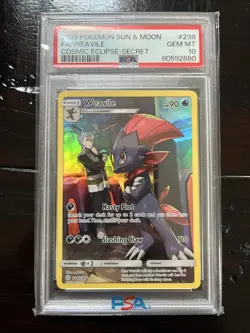 Weavile 2019 Pokemon Sun & Moon Cosmic Eclipse Secret Rare Card 238/236 PSA 10 - Image 1