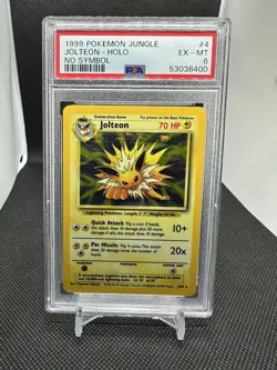 POKEMON CARD JOLTEON PSA 6 HOLO JUNGLE ERROR NO SYMBOL #4 1999 EX-MT - Image 1