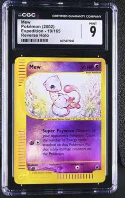 CGC 9 MINT Mew 2002 Expedition 19/165 Reverse Holo Pokemon Card - Image 1