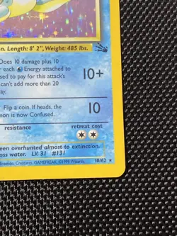 Lapras 10/62 Fossil Holo Pokemon Card - Image 4