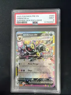 2025 POKEMON PRE EN-PRISMATIC EVOLUTIONS SURPRISE BOX EXCLUSIVE UMBREON EX PSA 9 - Image 1