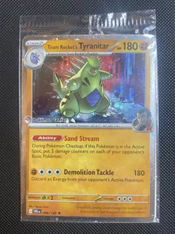 Pokemon TCG Team Rocket’s Tyranitar Pokemon Center Stamped Promo 096/182 Sealed - Image 1