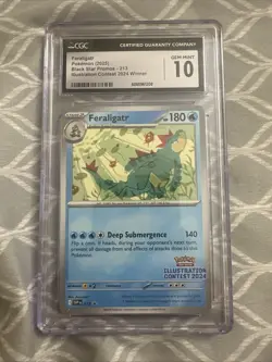 2025 Pokemon TCG CGC 10 Feraligatr Black Star Promo Illustration Contest Winner - Image 1