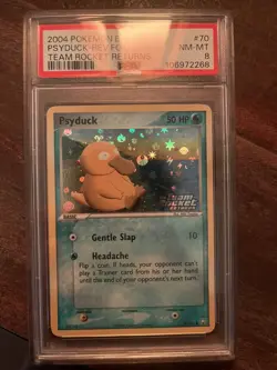 2004 Pokemon Psyduck 70/109 Team Rocket Returns Reverse Holo - PSA 8 - Image 1
