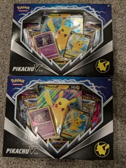 Pokemon TCG Pikachu V Box Lot of 2 Sealed - 4 Fusion Strike + 4 Brilliant Stars 820650851179 - Image 1