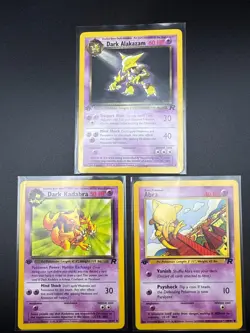 Pokemon 1st Edition Team Rocket Dark Alakazam Evolution Set 18/82, 39/82 & 49/82 - Image 1