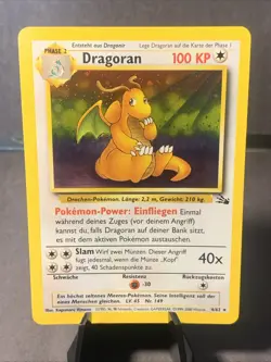 Pokemon TCG Dragoran Holo Rare Unlimited Swirl Fossil 4/62 WOTC German VTG NM - Image 1