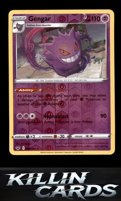 Reverse Holofoil Gengar 085/202 Pokemon Holo Rare SWSH01: Sword & Shield Base Se - Image 1