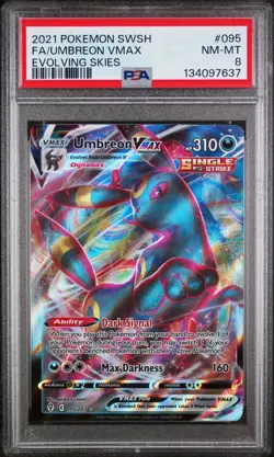 2021 Pokemon Umbreon VMAX Full Art 095 Evolving Skies PSA 8 NM-MT - Image 1