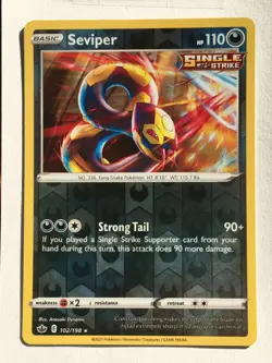 Seviper 102/198 Reverse Holo Rare Chilling Reign Pokemon Lightly Played LP - Image 1
