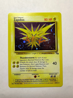Pokemon TCG Zapdos Fossil Holo Rare 15/62 1999-2000 Cosmos Holo Rare w/Swirl - Image 1