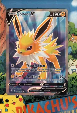 Pokemon TCG Jolteon V (Full Art) 177/203 SWSH07: Evolving Skies Holo NM/M - Image 1