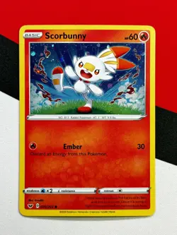 Scorbunny 030/202 Cosmos Holo Rare Pokemon Card Sword & Shield PACK FRESH - Image 1