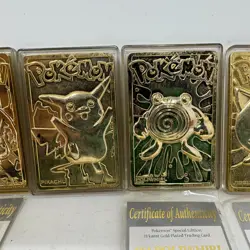 Set Of 5 23K Gold Plated Pokemon Card Vtg 1999 Burger King - Image 3