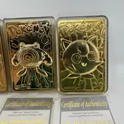 Set Of 5 23K Gold Plated Pokemon Card Vtg 1999 Burger King - Image 4