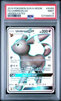 2019 POKEMON SUN & MOON HIDDEN FATES SV69 UMBREON GX SV69/SV94 PSA 9 - Image 1