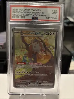 Pokemon TWM 216/167 - Twilight Masquerade Bloodmoon Ursaluna ex SIR - PSA 9 - Image 1