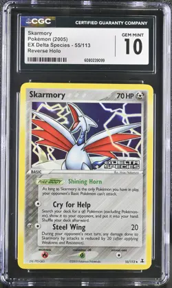 CGC 10 Skarmory EX Delta Species 55/113 Reverse Holo Stamped Pokemon - Image 1