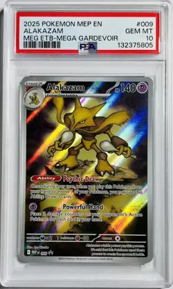Pokemon PSA 10 GEM MINT ALAKAZAM 009 ETB PROMO Mega Evolution English - Image 1