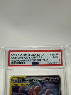 2019 POKEMON SM BLACK STAR PROMO #SM191 FULL ART/MEWTWO & MEW GX PSA 9 Mint - Image 2