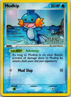 Mudkip 57/100 Stamped Reverse Holo Pokemon TCG Crystal Guardians NM - Image 1