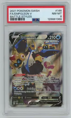 2021 Pokemon Sword & Shield Battle Styles Empoleon V Full Art #146 146/163 PSA 8 - Image 1