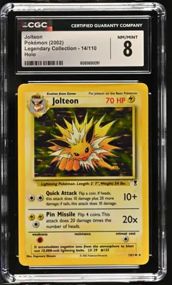 CGC 8 Jolteon 2002 Legendary Collection 14/110 Holo Pokemon Card - Image 1