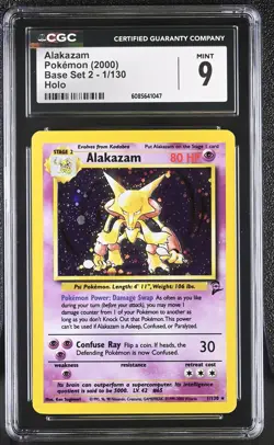 CGC 9 MINT Alakazam 2000 Base Set 2 1/130 Holo Pokemon Card - Image 1