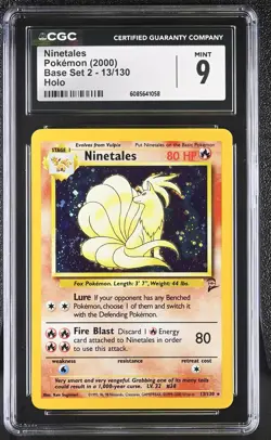 CGC 9 MINT Ninetales 2000 Base Set 2 13/130 Holo Pokemon Card - Image 1