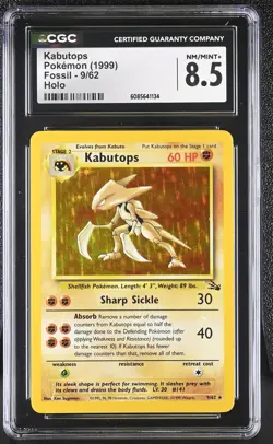 CGC 8.5 Kabutops 1999 Fossil 9/62 Holo Pokemon Card - Image 1