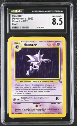 CGC 8.5 Haunter 1999 Fossil 6/62 Holo Pokemon Card - Image 1