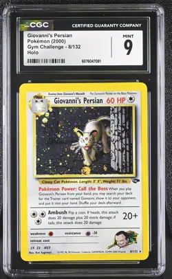 CGC 9 MINT Giovanni's Persian 2000 Gym Challenge 8/132 Holo Pokemon Card - Image 1