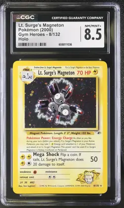 CGC 8.5 Lt. Surge's Magneton 2000 Gym Heroes 8/132 Holo Pokemon Card - Image 1