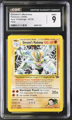 CGC 9 MINT Giovanni's Machamp 2000 Gym Challenge 6/132 Holo Pokemon Card - Image 1
