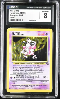 CGC 8 Mr. Mime 1999 Jungle 6/64 Holo Pokemon Card - Image 1
