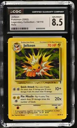 CGC 8.5 Jolteon 2002 Legendary Collection 14/110 Holo Pokemon Card - Image 1