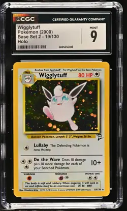 CGC 9 MINT Wigglytuff 2000 Base Set 2 19/130 Holo Pokemon Card - Image 1