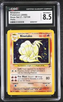 CGC 8.5 Ninetales 2000 Base Set 2 13/130 Holo Pokemon Card - Image 1
